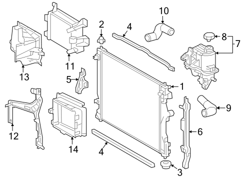 Radiator & Components Plate, Radiator Side Diagram for 1669731020
