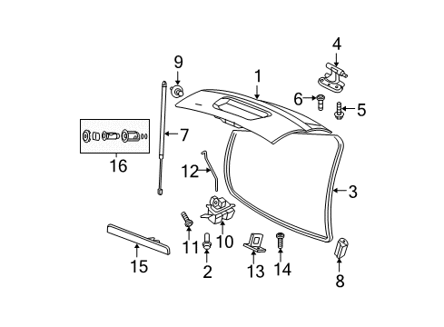 2004 Dodge Durango Gate & Hardware Liftgate Latch Diagram for 55362102AB