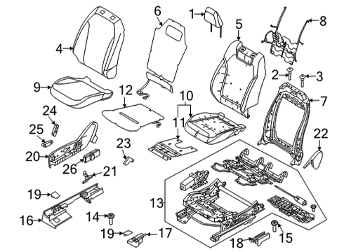 2021 Ford Mustang Mach-E Passenger Seat Components PAD - SEAT CUSHION Diagram for LJ8Z99632A22A