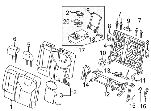2019 Ford Edge Rear Seat Components Pivot Cover Diagram for FT4Z5863387A
