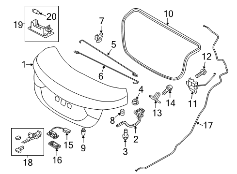 2015 Hyundai Elantra Trunk Lid Hinge Assembly-Trunk Lid, LH Diagram for 792103Y002