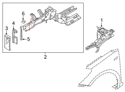 2016 Kia Forte5 Structural Components & Rails Member Assembly-Front Si Diagram for 64605A7600
