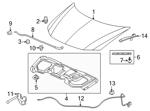 2012 Honda Civic Hood & Components Wire Assembly, Hood (Pale Moss Gray) Diagram for 74130TR0A01ZA