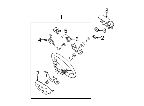 2010 Hyundai Elantra Steering Column & Wheel, Steering Gear & Linkage Steering Wheel Assembly Diagram for 561102L0004X