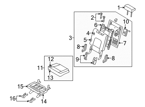 2010 Hyundai Veracruz Third Row Seats Pad Assembly-Rear Seat Cushion, RH Diagram for 892503J501