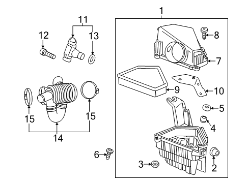 2012 Cadillac CTS Air Intake Air Cleaner Assembly Diagram for 25843479