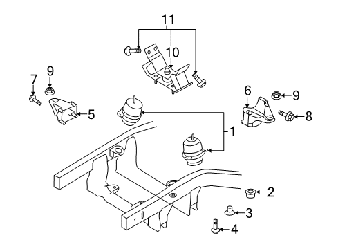2007 Kia Sorento Engine & Trans Mounting Bolt Diagram for 1140510606K