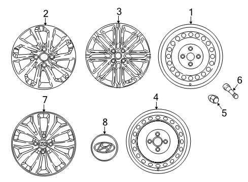 2019 Hyundai Accent Wheels & Trim Wheel Locks Diagram for U844000501