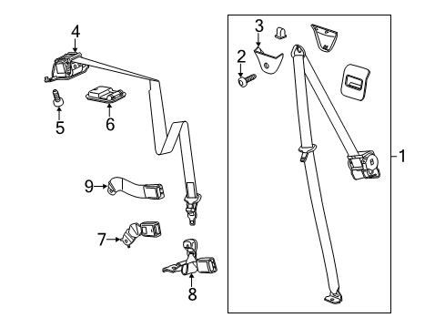 2016 Cadillac Escalade ESV Seat Belt Center Belt Assembly Diagram for 19302978