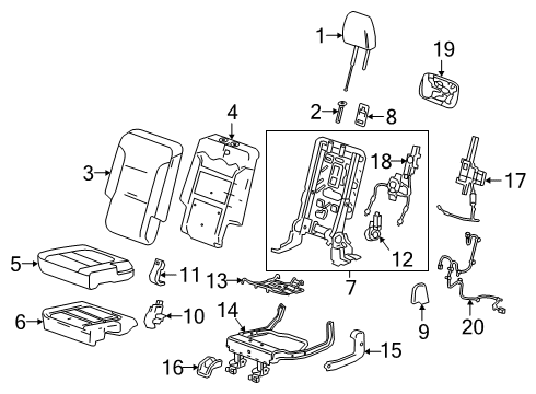 2022 Chevrolet Traverse Third Row Seats Seat Cushion Pad Diagram for 84190232