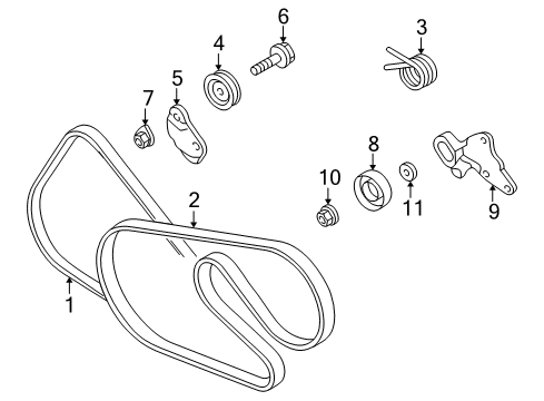 1998 Dodge Intrepid Belts & Pulleys Spring-Tension Diagram for 4792312AB