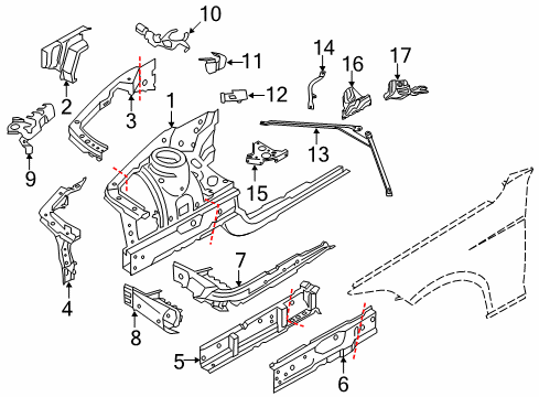 2019 BMW 430i Gran Coupe Structural Components & Rails Heat Insulation, Bulkhead, Left Diagram for 51487241765