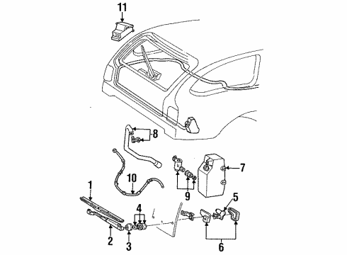 1995 Ford Taurus Lift Gate - Wiper & Washer Components Rear Motor Diagram for F4DZ17V508ARM