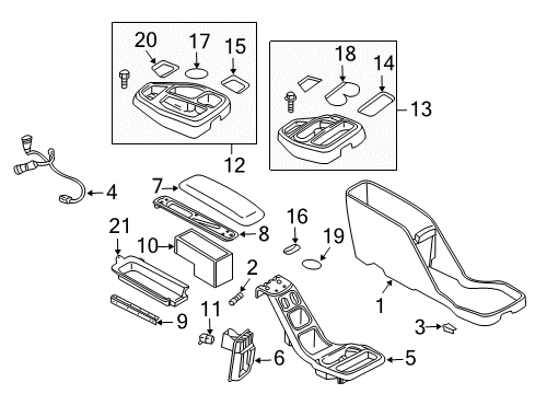 2004 Dodge Dakota Center Console Base-ARMREST Diagram for 5018906AB