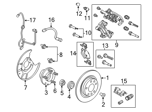 2011 Mercury Milan Anti-Lock Brakes Front Hub Diagram for 6E5Z1104BA