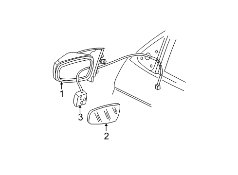 2002 Buick Regal Outside Mirrors Mirror Assembly Diagram for 10316957