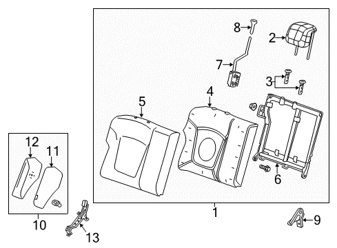 2016 Chevrolet Spark EV Rear Seat Components Latch Knob Diagram for 95418014