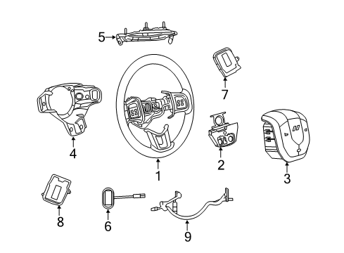 2012 Dodge Durango Steering Column, Steering Wheel & Trim, Shaft & Internal Components, Shroud, Switches & Levers Switch-Horn Diagram for 68092569AE