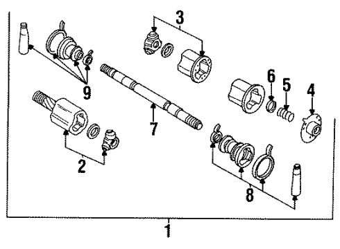1990 Infiniti M30 Drive Axles - Rear Housing, W/SHAFT Set Diagram for 3971110V01