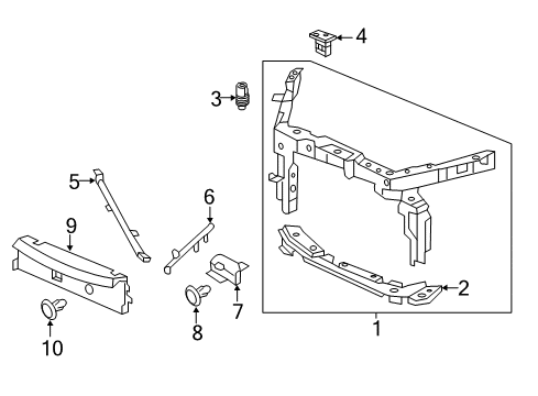 2016 Acura TLX Radiator Support Crossmember Set, Front Bulkhead Lower Diagram for 04603TZ3A00ZZ