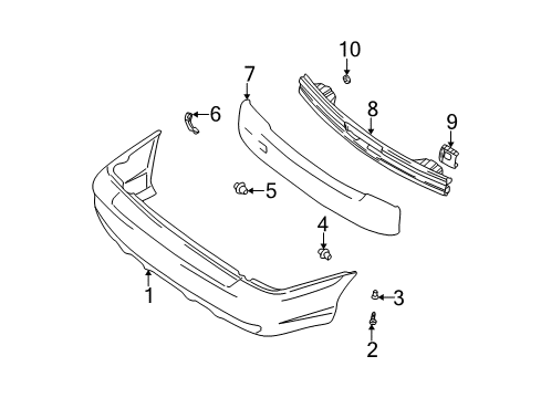 2000 Hyundai Accent Rear Bumper Absorber-Rear Bumper Energy Diagram for 8662025050