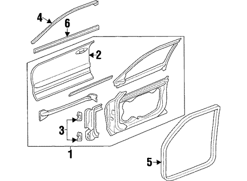 1998 Oldsmobile Cutlass Front Door Weatherstrip Asm-Front Side Door (Service In-P Diagram for 22623346