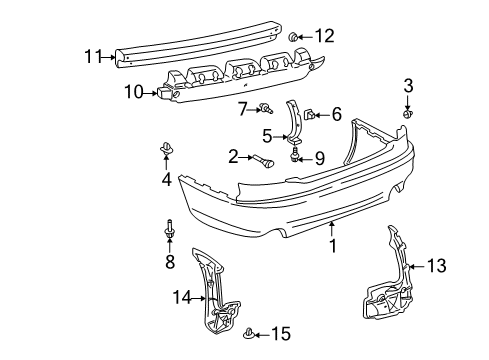 2002 Lexus IS300 Rear Bumper Stay, Rear Bumper Side, NO.2 LH Diagram for 5215853010