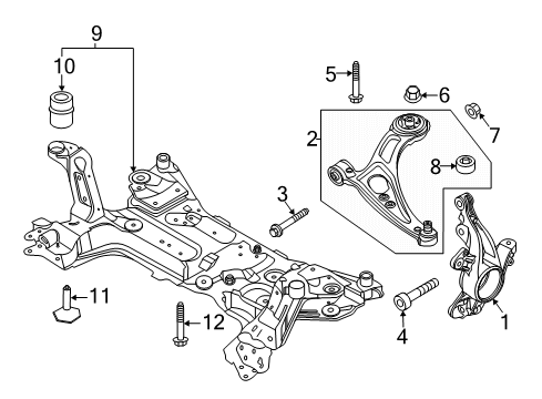 2020 Lincoln Corsair Front Suspension Components, Lower Control Arm, Ride Control, Stabilizer Bar MOUNTING ASY Diagram for LX6Z3A197E