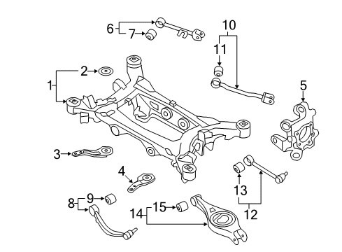 2011 Hyundai Equus Rear Suspension Components, Lower Control Arm, Upper Control Arm, Ride Control, Stabilizer Bar Arm Complete-Rear Lower, LH Diagram for 552103N850