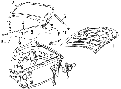 1990 Chevrolet G20 Hood & Components Deflector Diagram for 4L3Z16C900DA