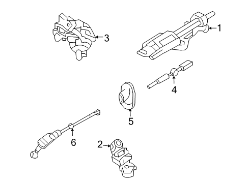 2007 Ford Explorer Sport Trac Steering Column & Wheel, Steering Gear & Linkage Column Assembly Diagram for 7L2Z3C529B