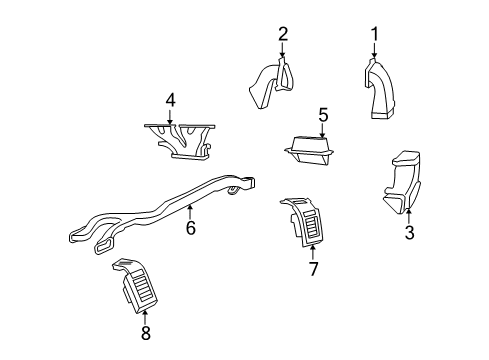 2008 Dodge Nitro Ducts Duct-Floor Diagram for 68004011AA
