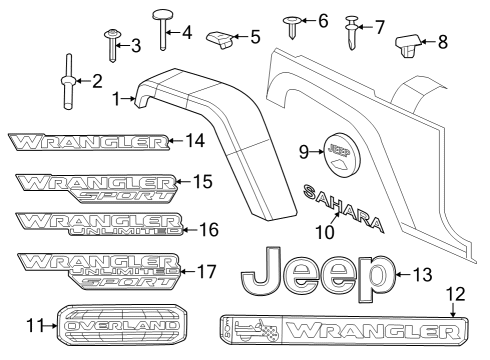 2021 Jeep Wrangler Exterior Trim - Fender NONPART-Wheel Flare Diagram for 6AD66TZZAH
