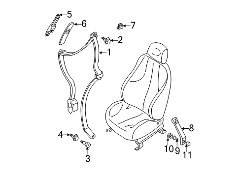 1995 Chevrolet Cavalier Seat Belt Cover-P&Driver Seat Shoulder Belt Guide Trk Trim *Graphite Diagram for 22578378