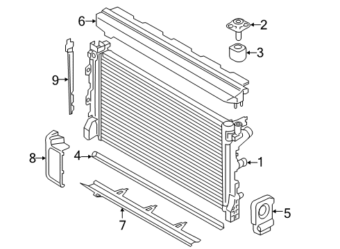 2018 BMW 540d xDrive Radiator & Components Cover, Top Diagram for 17118577636