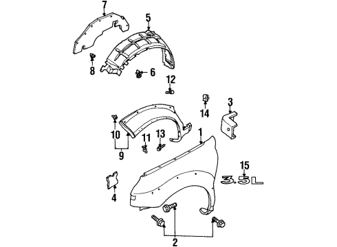 2001 Isuzu VehiCROSS Fender & Components, Exterior Trim Rivet, Over Fender Diagram for 8971221430