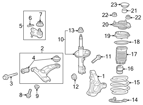 Front Suspension Components, Lower Control Arm, Stabilizer Bar Top Nut Diagram for 90177A0019