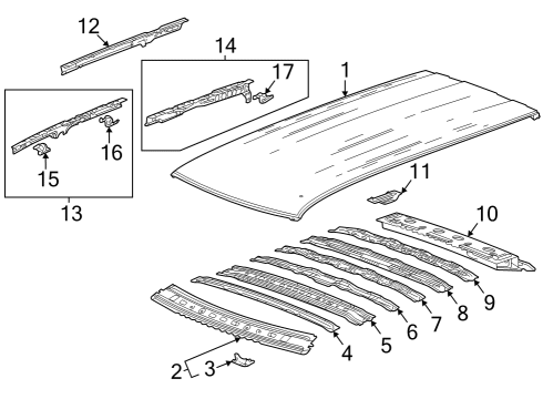 2021 Cadillac Escalade Roof & Components Outer Rail Diagram for 84433913