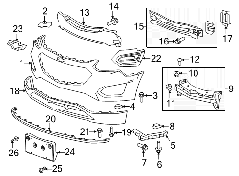 2017 Chevrolet Equinox Front Bumper Emblem Diagram for 84056108