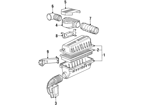 1988 BMW 735iL Powertrain Control Intake Silencer Diagram for 13711707727