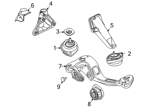 2005 BMW X3 Engine & Trans Mounting Gearbox Cross Member Diagram for 22313402272
