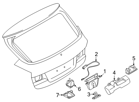 2014 BMW X1 Lift Gate Gasket, Reversing Camera Diagram for 66539187808