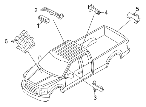 2018 Ford F-150 Keyless Entry Components Receiver Bracket Diagram for FL3Z19A435A