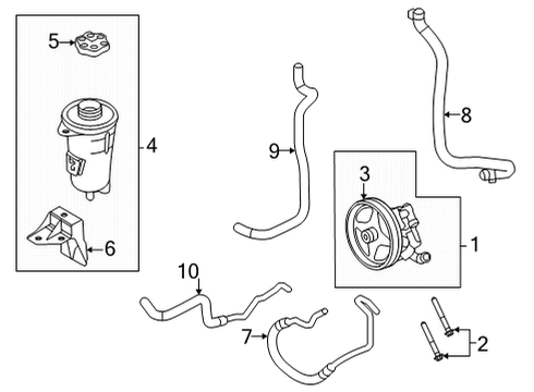 2021 Ford E-350 Super Duty P/S Pump & Hoses, Steering Gear & Linkage Power Steering Suction Hose Diagram for LC2Z3691A