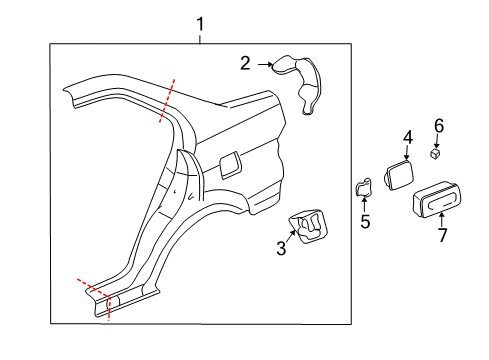 2004 Honda Civic Quarter Panel & Components, Exterior Trim Panel Set, L. RR. (Outer) (DOT) Diagram for 04646S5A409ZZ
