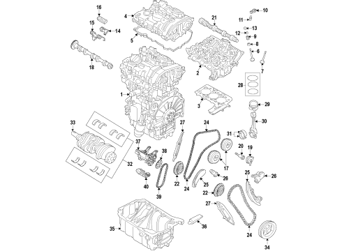 2017 Mini Cooper Engine Parts, Mounts, Cylinder Head & Valves, Camshaft & Timing, Variable Valve Timing, Oil Pan, Oil Pump, Balance Shafts, Crankshaft & Bearings, Pistons, Rings & Bearings PISTON KIT Diagram for 11259468870