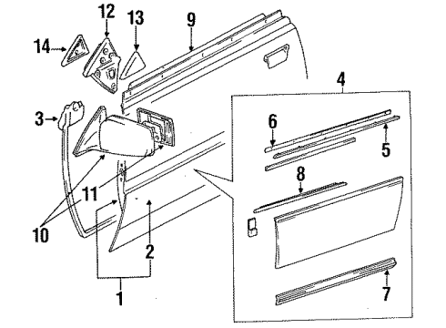 1990 Lexus ES250 Front Door Regulator Sub-Assy, Front Door Window, RH Diagram for 6980132050