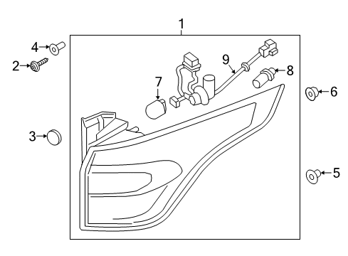 2017 Ford Escape Bulbs Tail Lamp Assembly Diagram for GJ5Z13404G