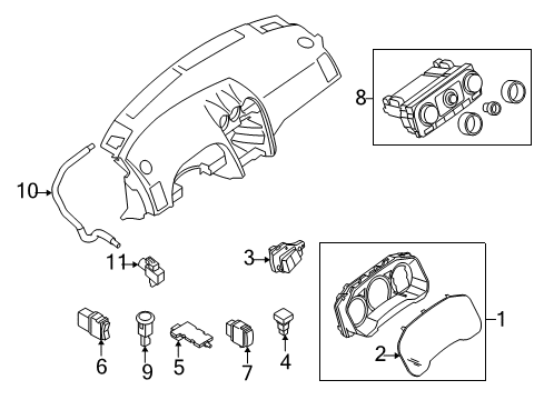 2009 Nissan Altima Instruments & Gauges Warning Assembly Instrument Diagram for 25020JA00A