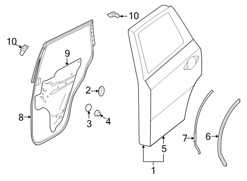 2016 Nissan Pathfinder Rear Door W/STRIP-Rr RH Diagram for 828313KA0F